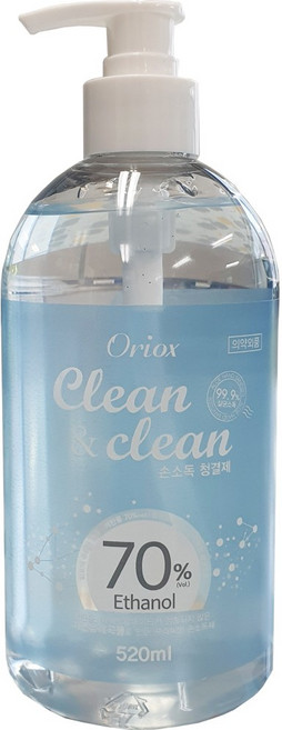 향기나라 오릭스 클린앤클린520(에탄올70%) 손소독제, 1개, 520ml
