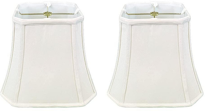 Royal Designs Inc 사각 코너 벨 램프 쉐이드 전등갓 조명 커버 베이지 BSO-705-10BG 420386, 화이트 - 2팩, 25.4 cm