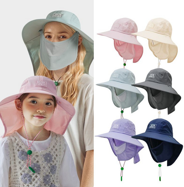 빅토리아앤프렌즈 페이스 플랩캡 키즈 성인 유아 여성 여름모자 버킷햇 자외선차단