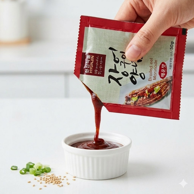 현진식품 일회용 장어구이양념 매운맛 50g x 50개입 장어소스 장어양념, 50개
