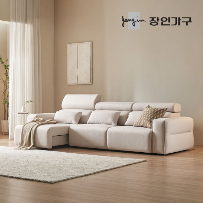 [장인가구] 조디 4인용 제로월 전동 슬라이딩 리클라이너 확장형 모션 소파 (정상가 1 200 000원/착불) ★쿠션증정★, 색상:가죽-크림아이보리