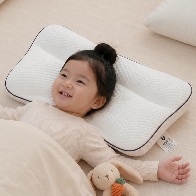 씨엔와우 모달소재 아이스 쿨링 성장기 경추 척추보호 세탁가능 유아베개, 화이트
