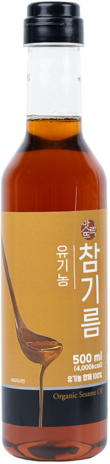 맛뜨락 유기농 통참깨 1회착유 유기농 참기름, 1개, 500ml