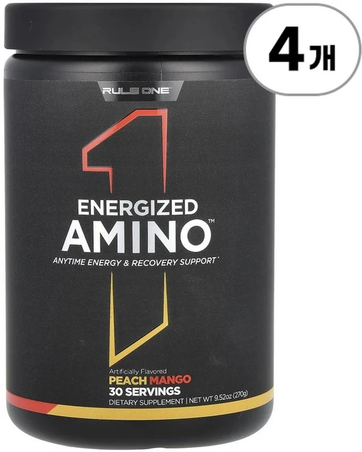 룰원 프로틴 에너자이즈드 아미노 피치 망고 Rule One Proteins Energized Amino Peach Mango 270g, 4개 - 쿠팡