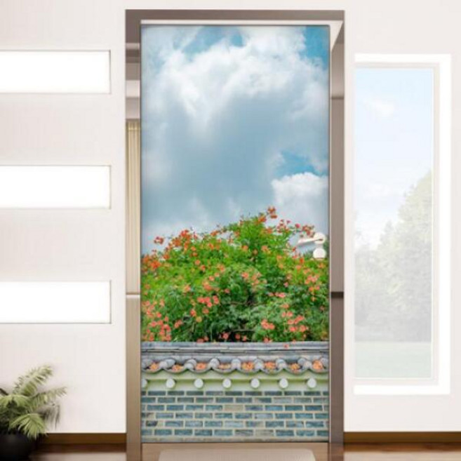 아트박스/꾸밈 am231-능소화돌담_현관문시트지, 단품