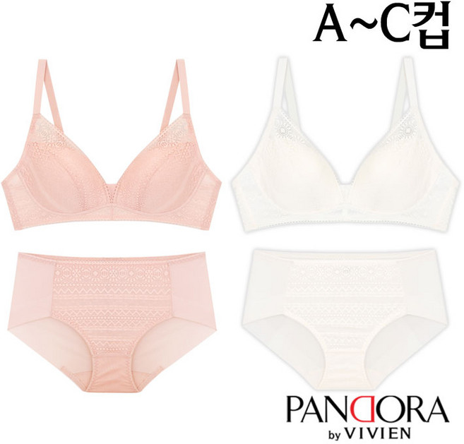 [판도라by비비안]풀레이스 노와이어 저중심 풀컵몰드브라팬티2종(PB7157V)75A-85C