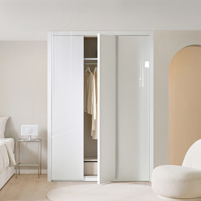 보루네오 샤인 붙박이장 하이그로시 여닫이 150cm 5자, 화이트 150cm