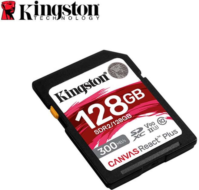 金士頓 Kingston Canvas React Plus 128GB SDXC UHS-II V90 U3 記憶卡 專業高速儲存 適用於8K影片錄製, 1個