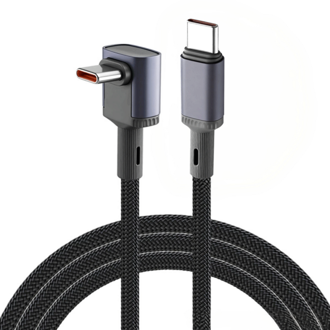 파워 100W ㄱ자 꺾임 C타입 고속충전 케이블, 1개, 블랙, 1.5m