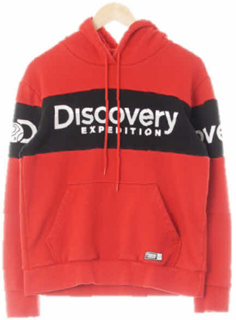 9435 DlSCOVERY 딥레드 면혼방 빅로고블럭후드티 [L]