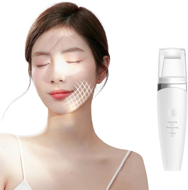 Windee 초음파 필링기 워터 갈바닉 이온 EMS미세 전류 딥클렌징 USB충전식, 화이트, windee-1076