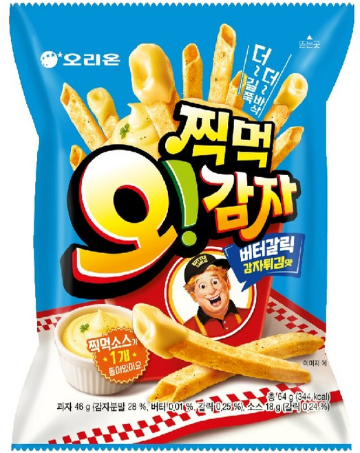 오리온 찍먹 오감자 버터갈릭 감자튀김, 64g, 12개