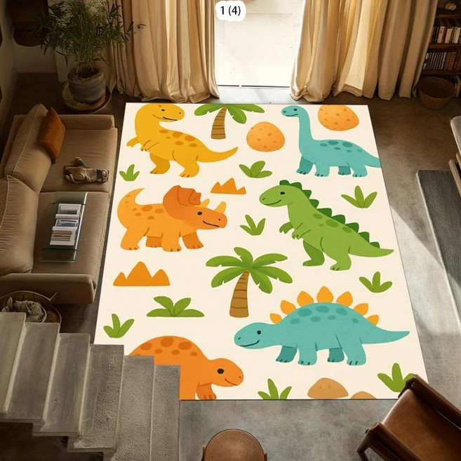 귀여운 만화 공룡 인쇄 러그 흡 욕실 매트 미끄럼 방지 빨 카펫 놀이방 침실 보육원