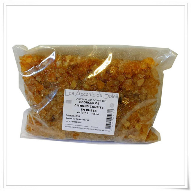 악센트오브더선 설탕에 절인 레몬껍질 큐브, 4개, 1kg