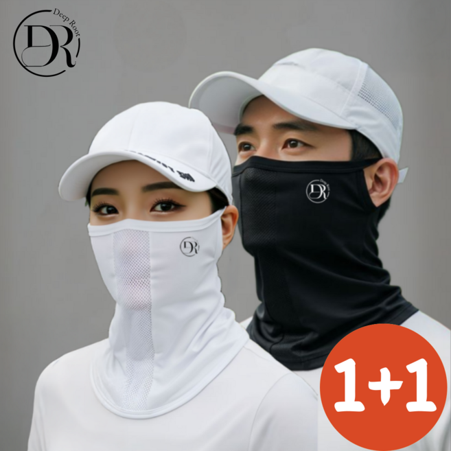 딥루트 자외선차단 골프마스크 멀티스카프 햇빛가리개, 블랙+화이트, 1세트