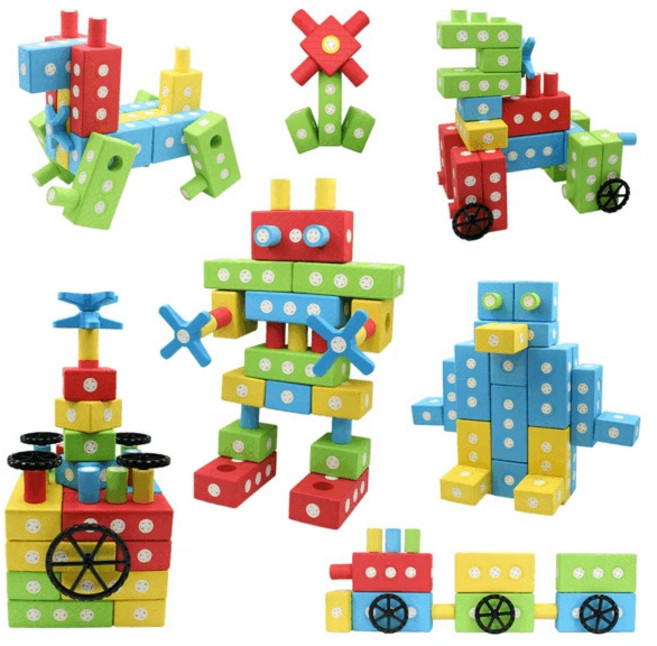 꼬마천사 EVA 소프트 회전 자석 벽돌 블럭 113P + 보관함, 1개