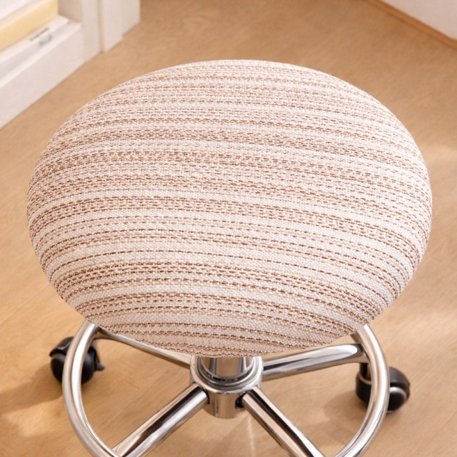 윈디엘 원형 스툴 의자커버 좌판 덮개 화장대 리폼 천갈이, 1개, 브라운
