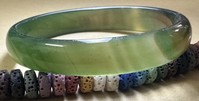 綠色玉髓手鐲 串珠手鍊, 綠色帶蜜, 1個