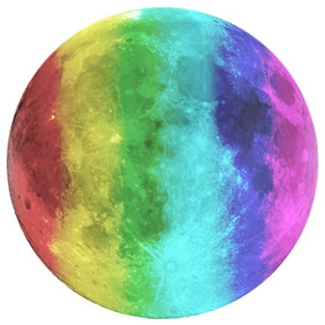 로이윙 Moon 달 인테리어 야광 형광 데코 스티커, 레인보우문