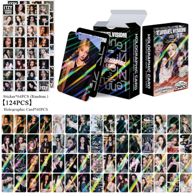 ITZY 있지 홀로그램 포토카드 터널비전 모토 총 124pcs 포카 60장 스티커 64장 다꾸 소장용, 124개, TUNNEL VISION(터널비젼)