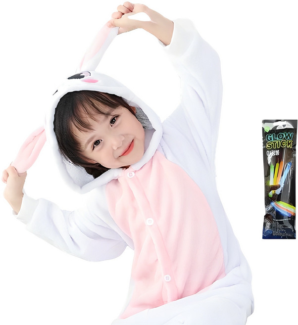 유니엔젤 토끼 핑크 동물잠옷 + 야광봉