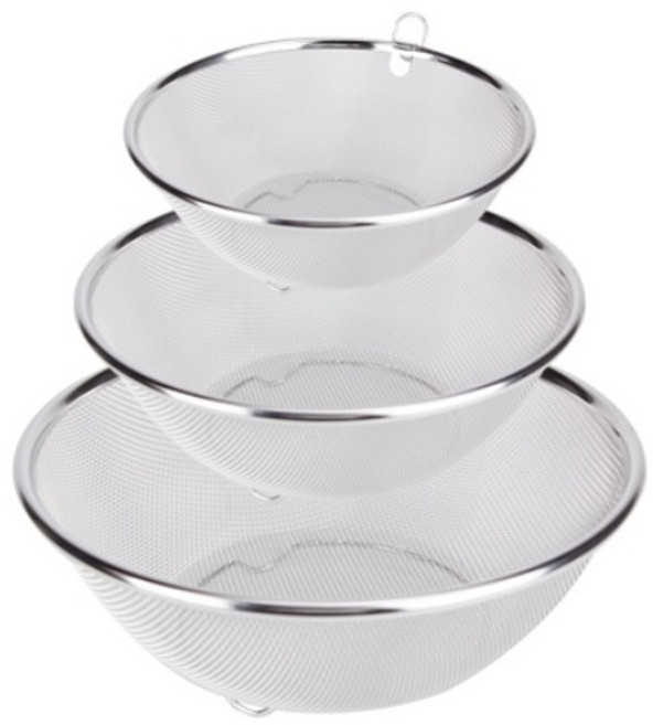 광영키친골드 높은 스텐 볼 바구니 채반 3종 세트 1호 20cm+3호25cm+5호30cm, 1개