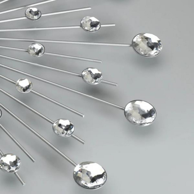 실버 크리스탈 비즈 보석 라운드 선버스트 금속 벽시계 DIY 대형 디자인 홈 룸 사무실 장식 38 cm, 01 50CM