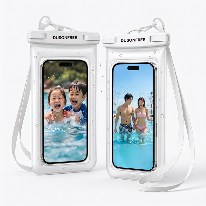 두손프리 핸드폰 방수팩 IPX8등급, 화이트&화이트, 1세트