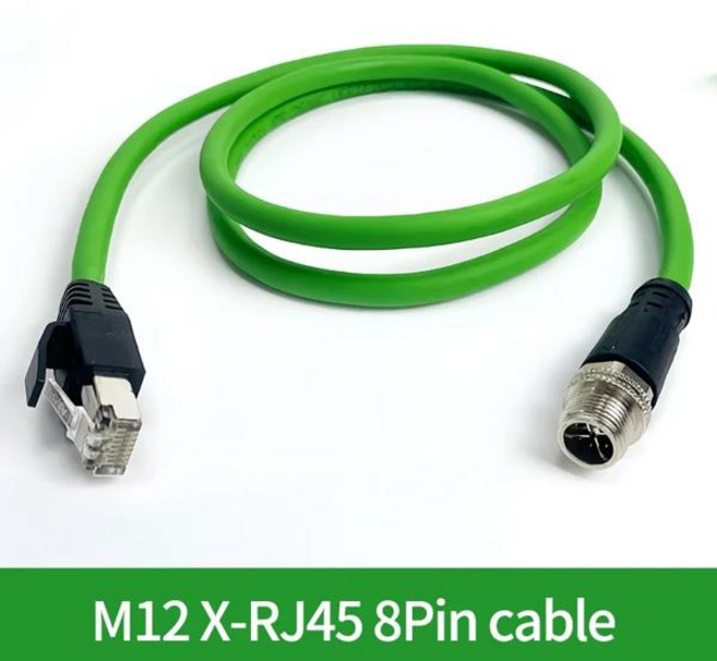 M12 8Pin X-인코딩된 수 플러그 X형 - 기가비트 데이터 전송용 RJ45 커넥터 이더넷 코딩 와이어 케이블, 02 1M, 01 Green, 1개