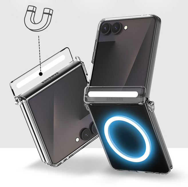 지플립 맥세이프 힌지보호 케이스 슬림 키링 투명 자석고정