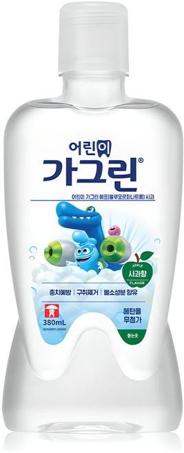 가그린 어린이용 구강세정제 사과향, 380ml, 1개 - 쿠팡