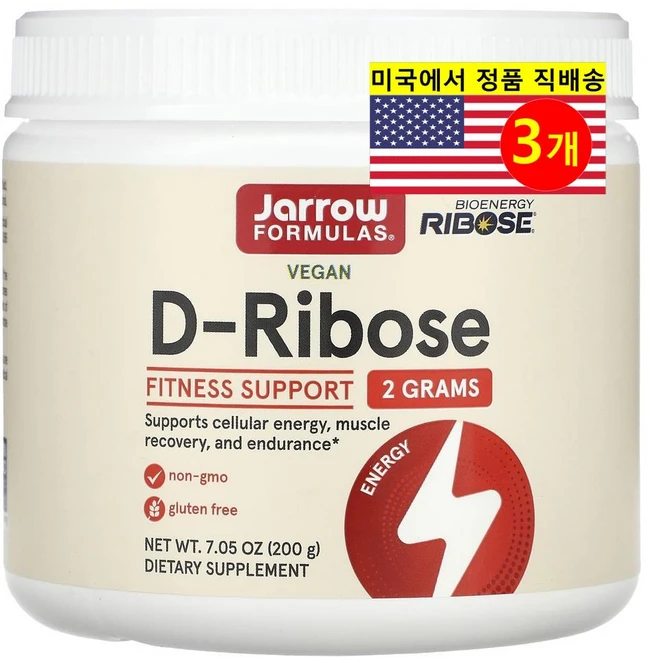 Jarrow Formulas 재로우 D-리보오스 파우더 D-Ribose, 200g, 3개 - 쿠팡