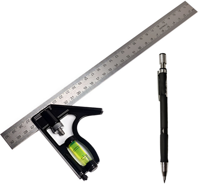 툴레보 수평이동자 철자 각도자 목공자 측정자 300mm + 2mm 홀더팬, 1개