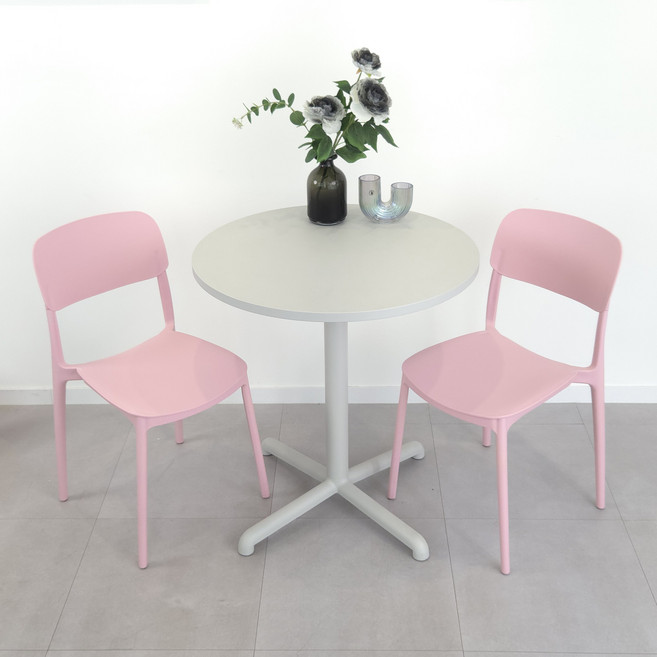 오아루 심플 등받이 인테리어 카페 식탁 의자 2P, 2개, 핑크