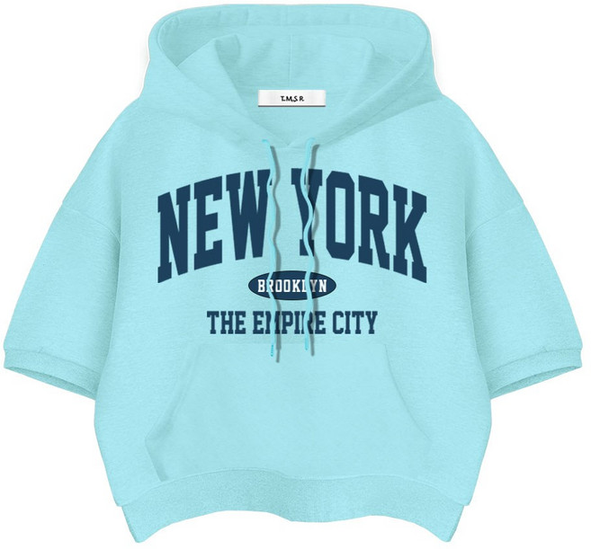 몰토벨리노 TSF 뉴욕엠파이어시티 세미오버핏 고밀도 크롭 반팔 후드티