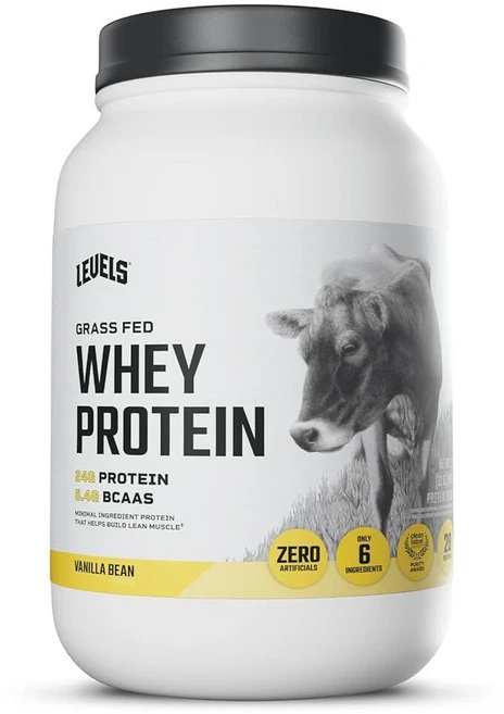 Levels 목초 사육 유청 단백질 파우더 인공 성분 없음 단백질 24G 바닐라 시나몬 0.9kg(2파운드), 2파운드(1팩) - 쿠팡