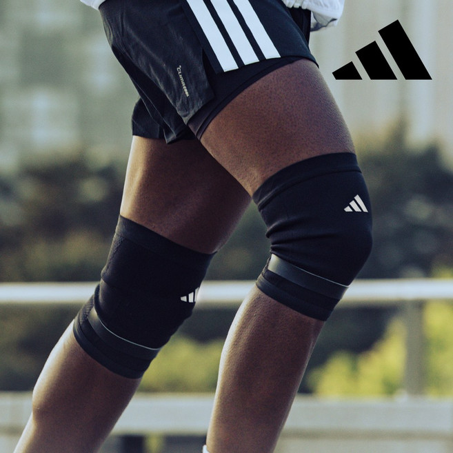 1+1 아디다스 에어로레디 무릎 보호대 니슬리브 배구 헬스 댄스 축구 작업용 농구 테니스, 1세트, 블랙