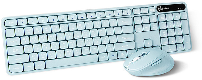 aibo 2.4G 無線靜音鍵盤滑鼠組, 藍色, KM16, NO