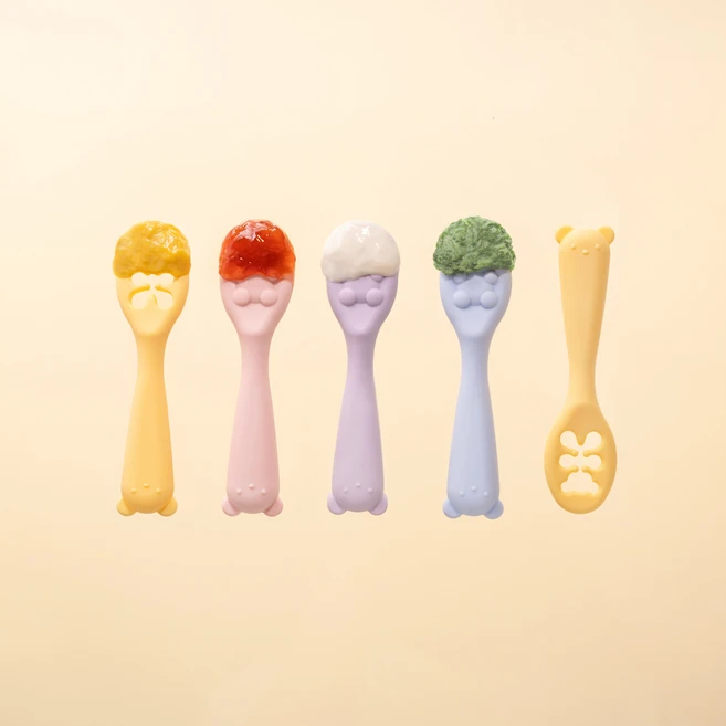 릴리브 빨아먹는 이유식 자기주도스푼 유아수저세트, 1세트, [옵션2] 허니+퍼플 - 쿠팡