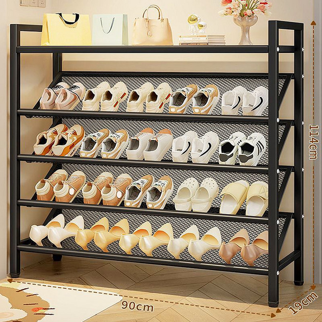방일 조립식 다용도 가정용 대용량 신발장 수납장, 블랙(90*114*19cm), 5단