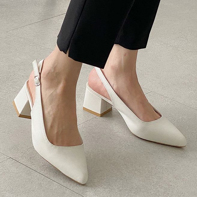 꼼지락 여성용 스틸레토 발편한 펌프스 슬링백 힐