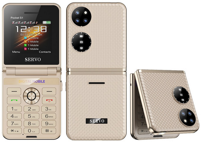 튼튼한 러기드폰 내구성 SERVO 포켓 S1 4 SIM 카드 접이식 휴대폰 속도 다이얼 GSM 매직 보이스 손전등 통화 녹음 MP4 FM 텍스처, Standard, 4)gold