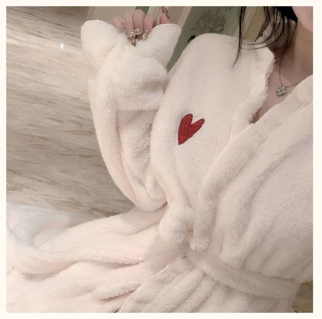 新款性感珊瑚絨加厚加絨長款睡衣洗澡浴袍家居服睡袍女秋冬季2023新款