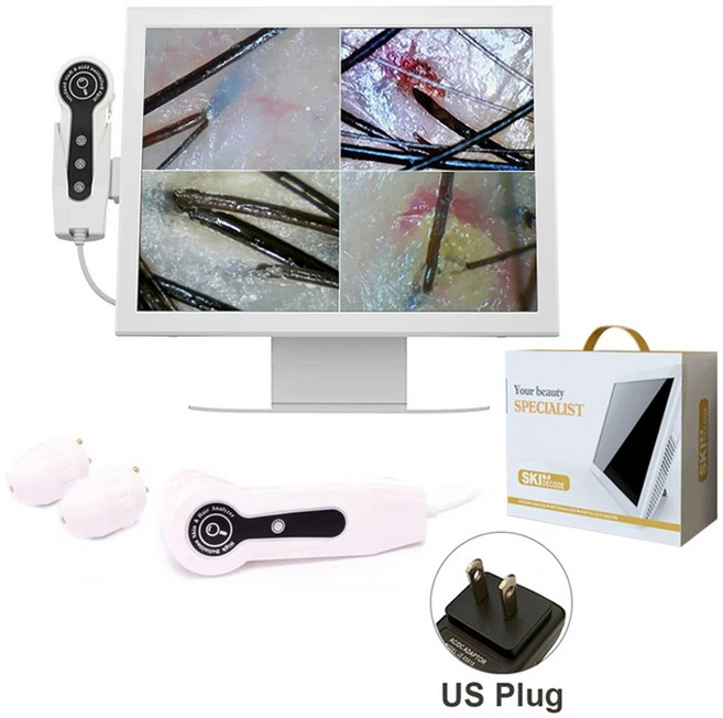 2025 HD 디지털 피부 분석기 전문 헤어 두피 카메라 감지기 모낭 유분 수분 테스트 기기 15인치 피부 테스, 02 Vertical screen US