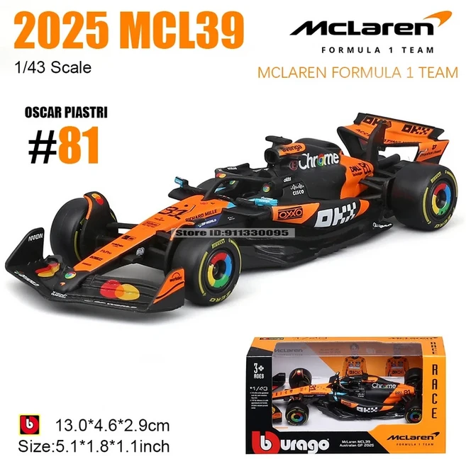 부라고 1:43 2025 F1 BWT 알파인 포뮬러 원 팀 # 피에르 가슬리 10번 프랑코 콜라피인토 합금 자동차 다이, 01 2025 MCL39-81