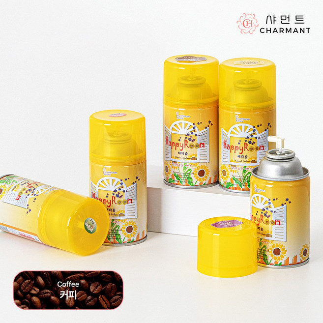 화장실 타이머 자동 방향제 분사기 실내 욕실 사무실 거실 분사형 (커피), 4개, 280ml