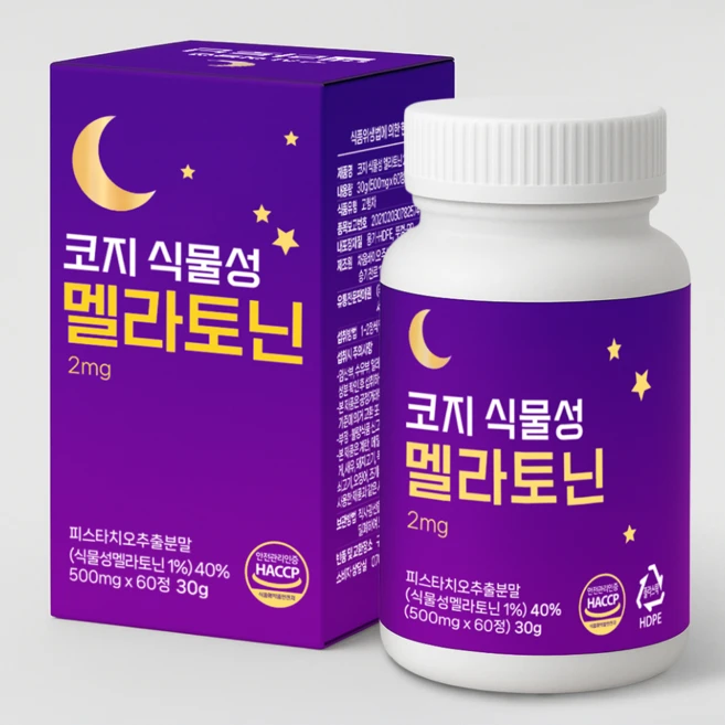 코지 식물성 멜라토닌 2mg 함유 마그네슘 함유 식약청인증 HACCP, 1개, 60정 - 쿠팡