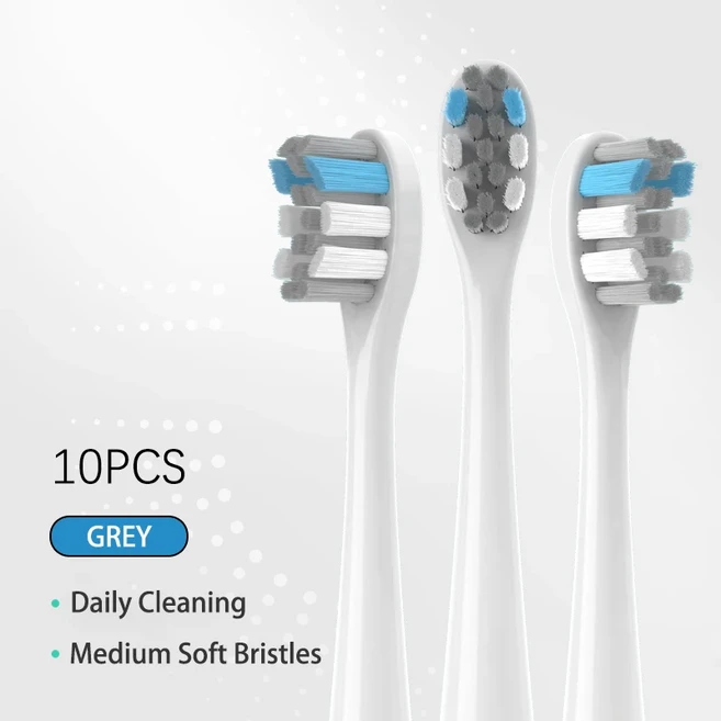 Usmile 모든 시리즈 모델에 적합한 칫솔 헤드 진공 포장 10 개, 04 Grey