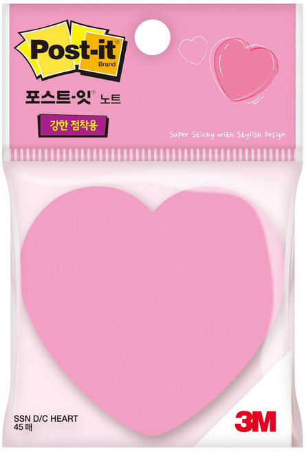 포스트잇 강한점착용 다이컷 노트 76 x 76 mm, 하트, 1개입