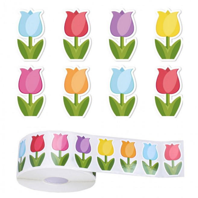 500매입 8컬러 튤립 꽃 플라워 스티커, 1세트, 혼합(S724) 500매